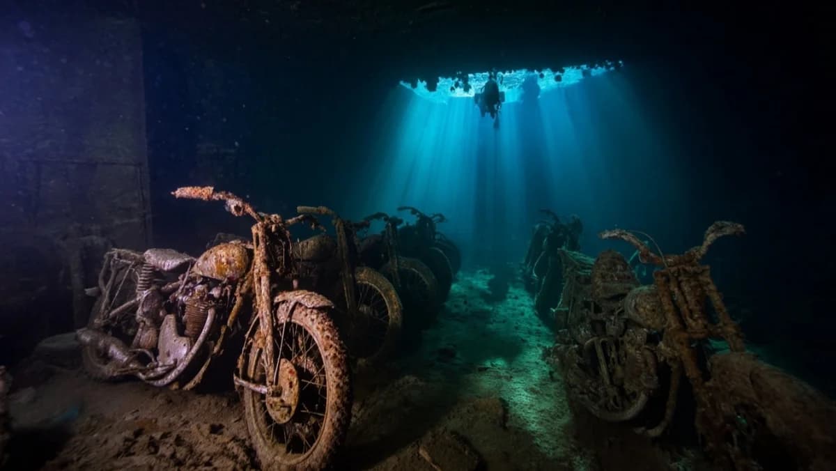 The Bombed Hold at 30 Metres Where 100 Motorbikes Wait