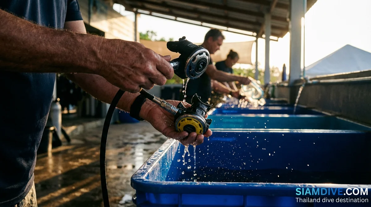 15-Minuten-Spülroutine nach dem Tauchen für doppelte Ausrüstungslebensdauer