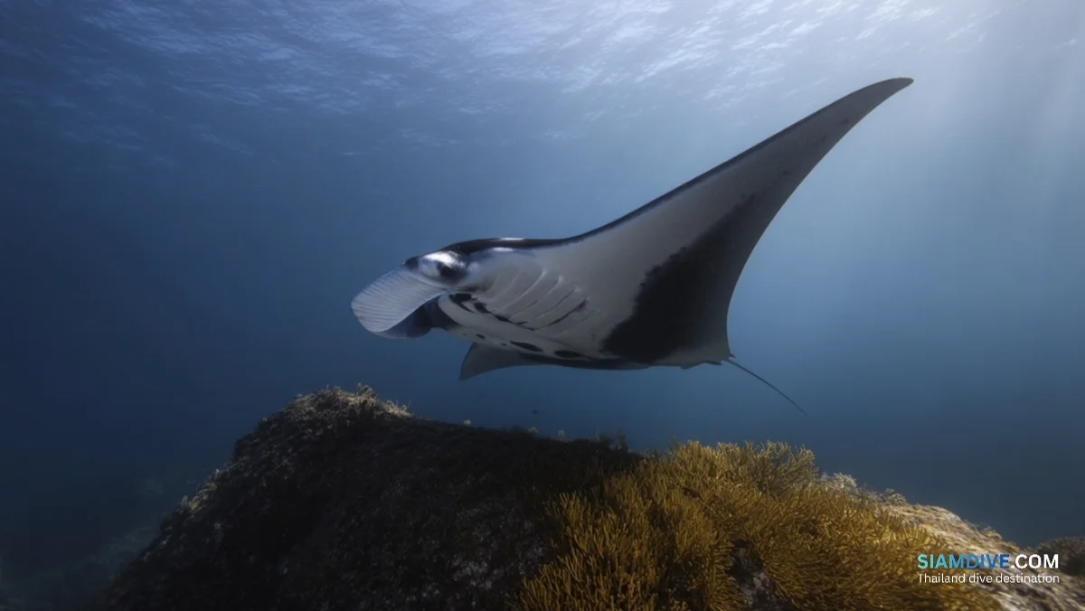 Where Mantas Queue at Koh Bon's 24-Metre Ridge